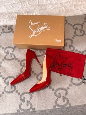 Christian Louboutin Red Patent Pigalle Stiletto Pumps, 100mm, 36.5